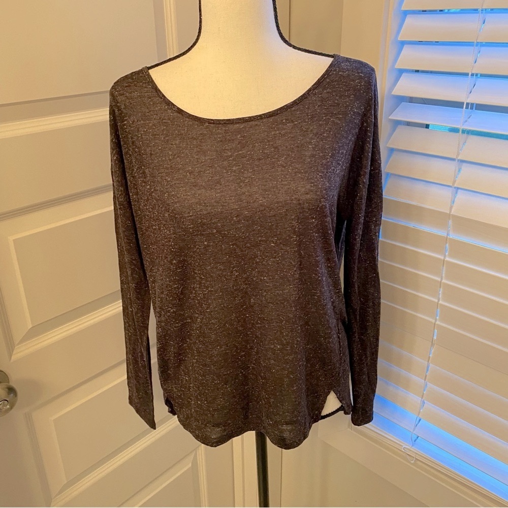 Abound|| Black/grey scoop neck long sleeve top with front cutouts